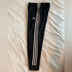 Adidas Kids Black Joggers with White Stripes